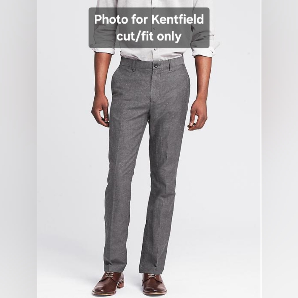 Men's Banana Republic Kentfield Pant 31x32 in Mini Grey Houndstooth - Picture 2 of 5
